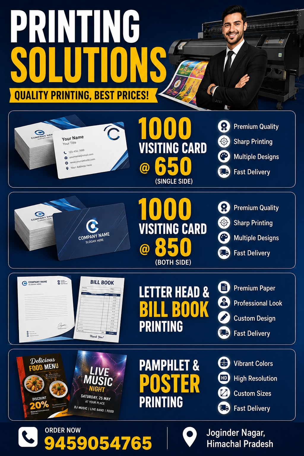 Visiting cards printing